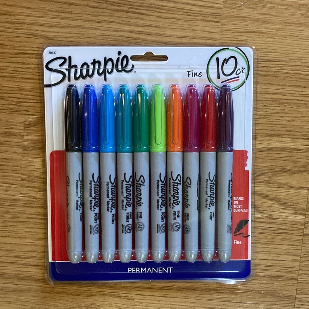 Sharpie fine tip permanent marker pens-set of 10